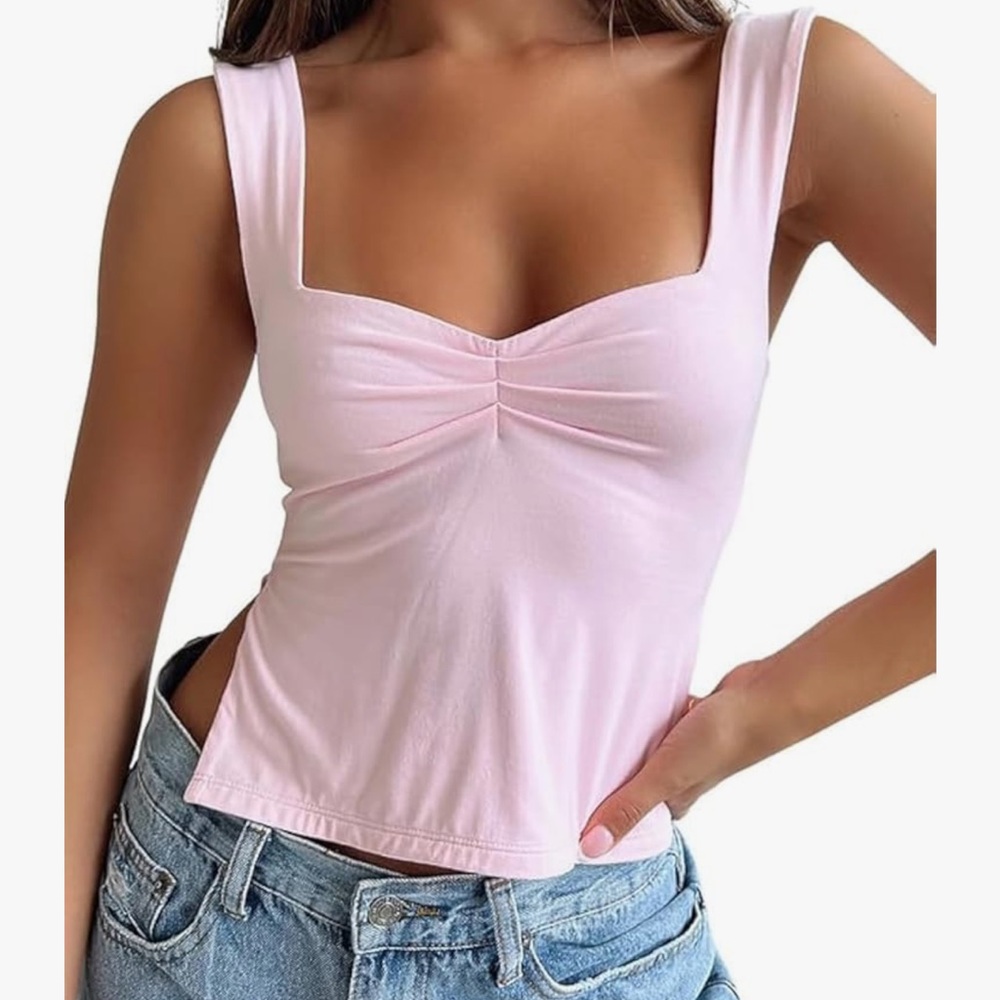 NWOT Trendy Queen Y2K baby pink tank top size L